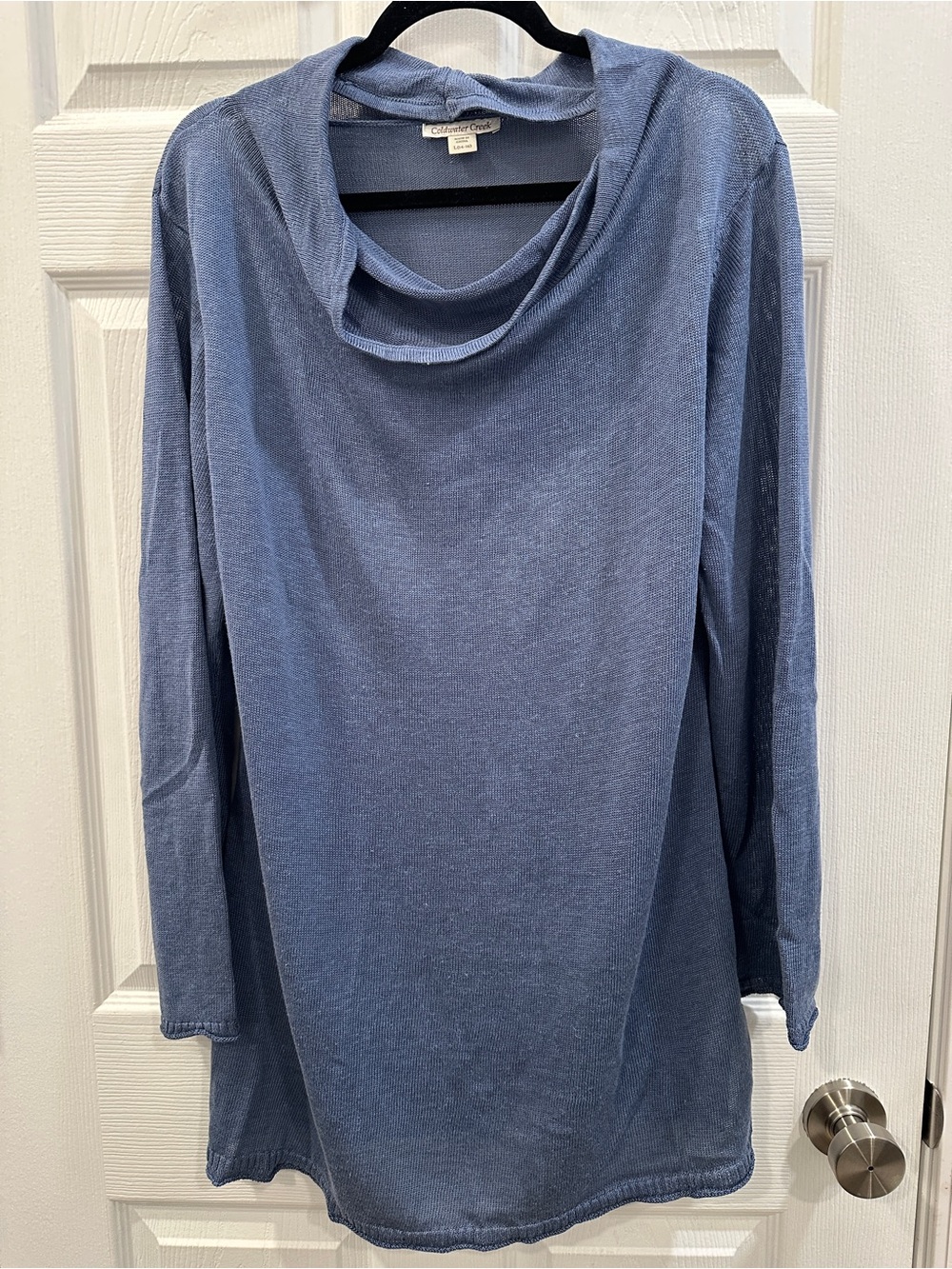Coldwater Creek Cowl Neck linen blend light weight sweater size L EUC